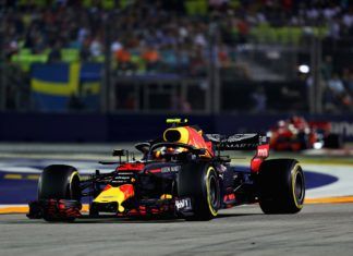 Max Verstappen leading Sebastian Vettel