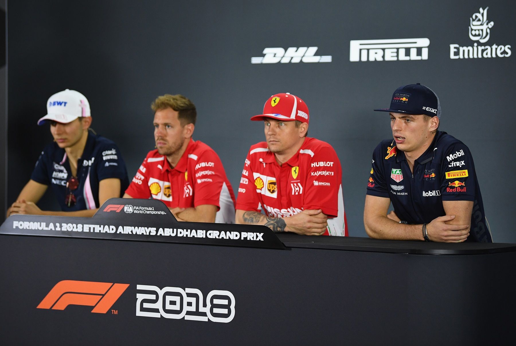 Max Verstappen, Sebastian Vettel, Esteban Ocon