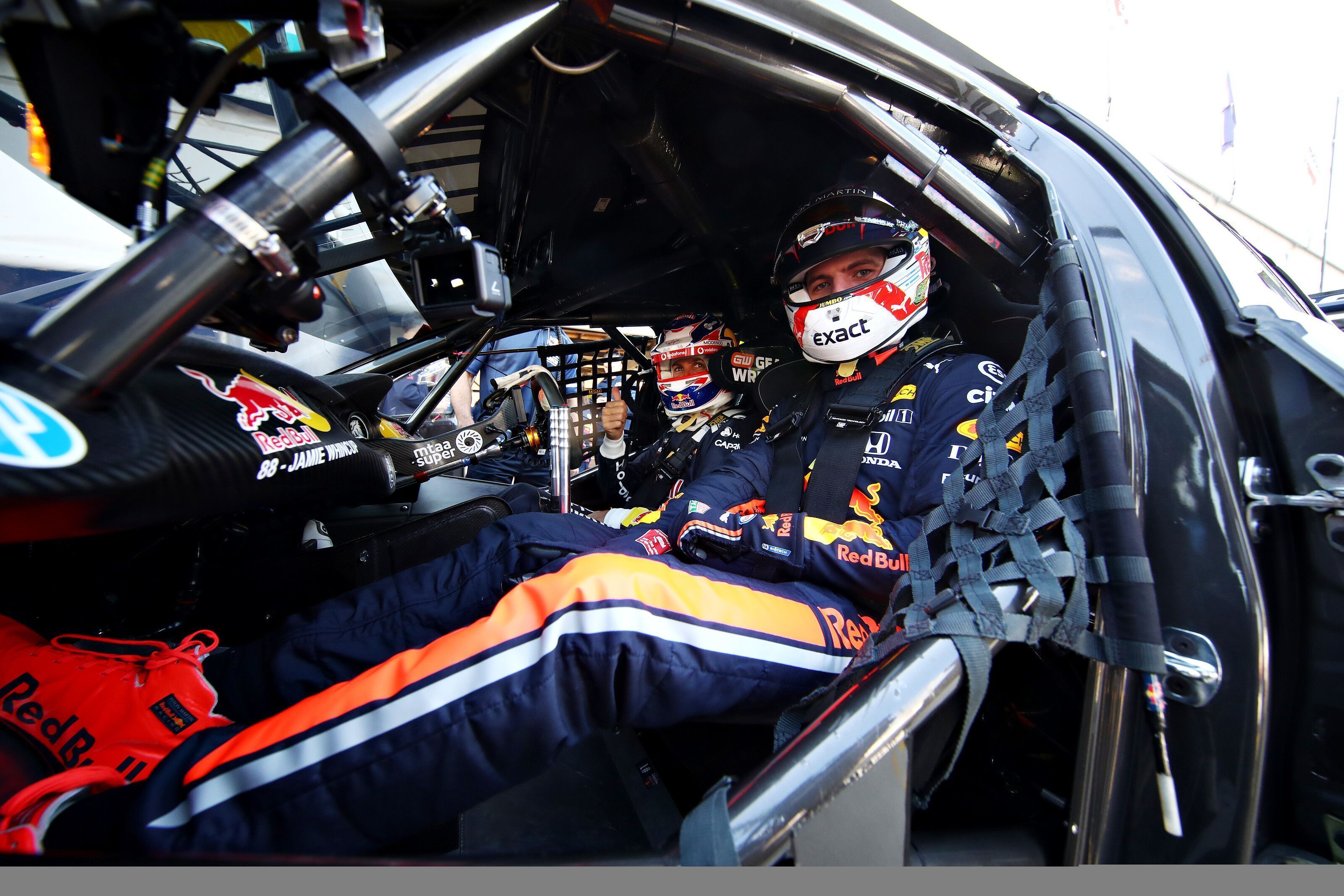 F1 driverMax Verstappen as a passenger to Jamie Whincup in Holden Supercar
