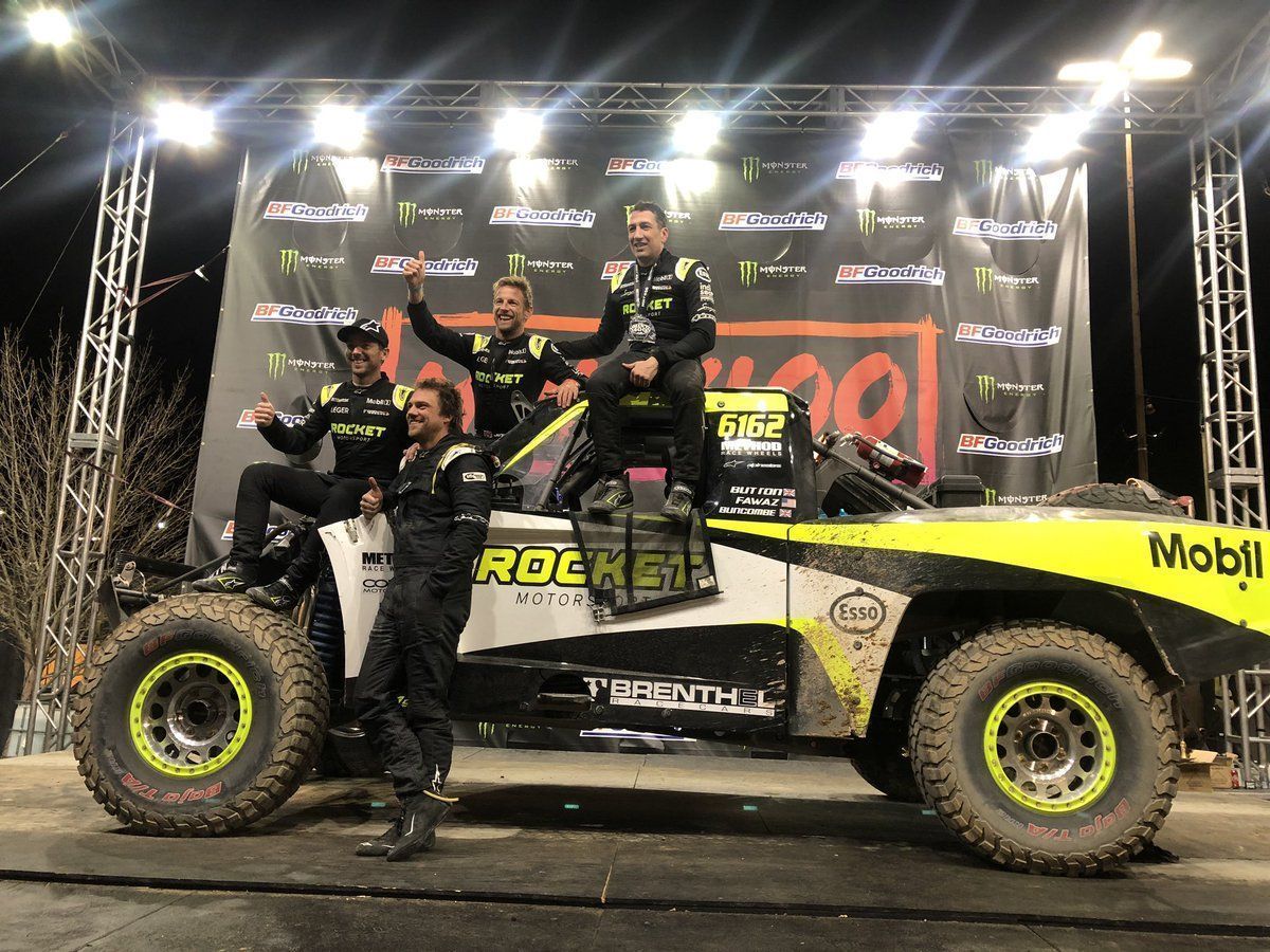 Jenson Button and team in Mint400