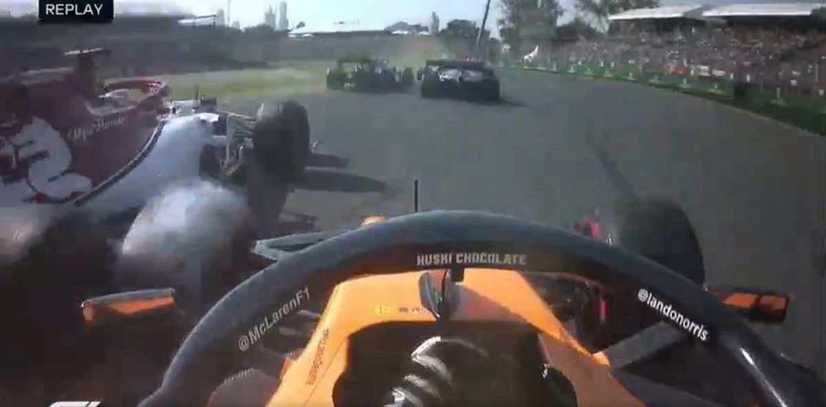 Lando Norris and Kimi Raikkonen's Lap 1 collision