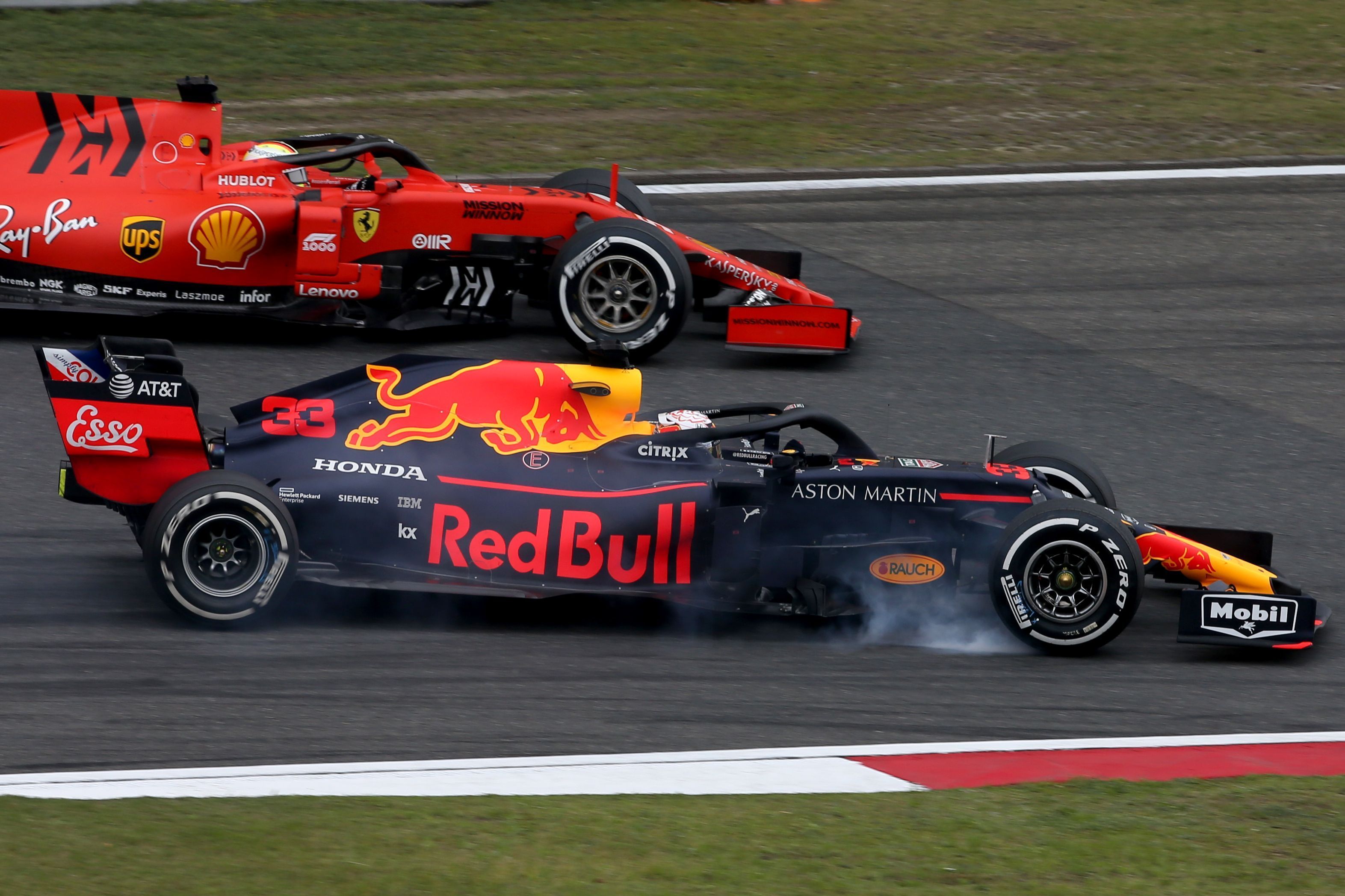 Max Verstappen battling Ferrari in F1 Chinese GP