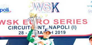 Nikita Bedrin (Tony Kart/Vortex/Vega) taking his first victory of the season in the opening round of WSK Euro Series.