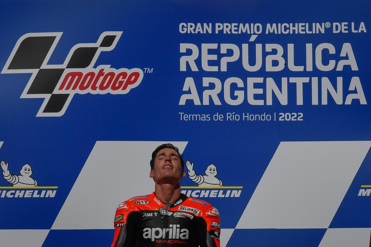 Aleix Espargaró en el GP de Argentina de MotoGP, en su primera victoria con Aprilia