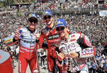 Pecco Bagnaia, Jorge Martín y Marc Márquez en el podio de la Sprint Race / MotoGP
