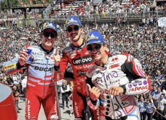 Pecco Bagnaia, Jorge Martín y Marc Márquez en el podio de la Sprint Race / MotoGP