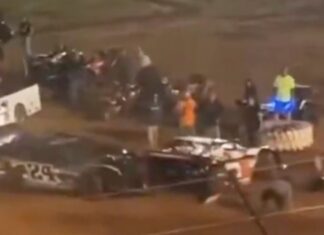 A driver arrested and sanctioned after hitting a car in the pit area