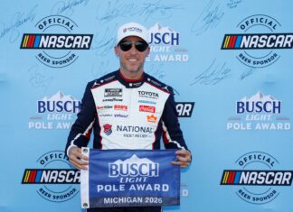 Denny Hamlin secures the pole in Michigan during an intense qualifying